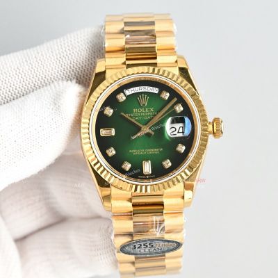 Clean Factory Rolex Datejust 3255 Green Face Watch 36mm